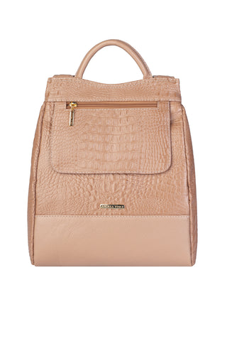 Mochila pequena antifurto couro croco Susan