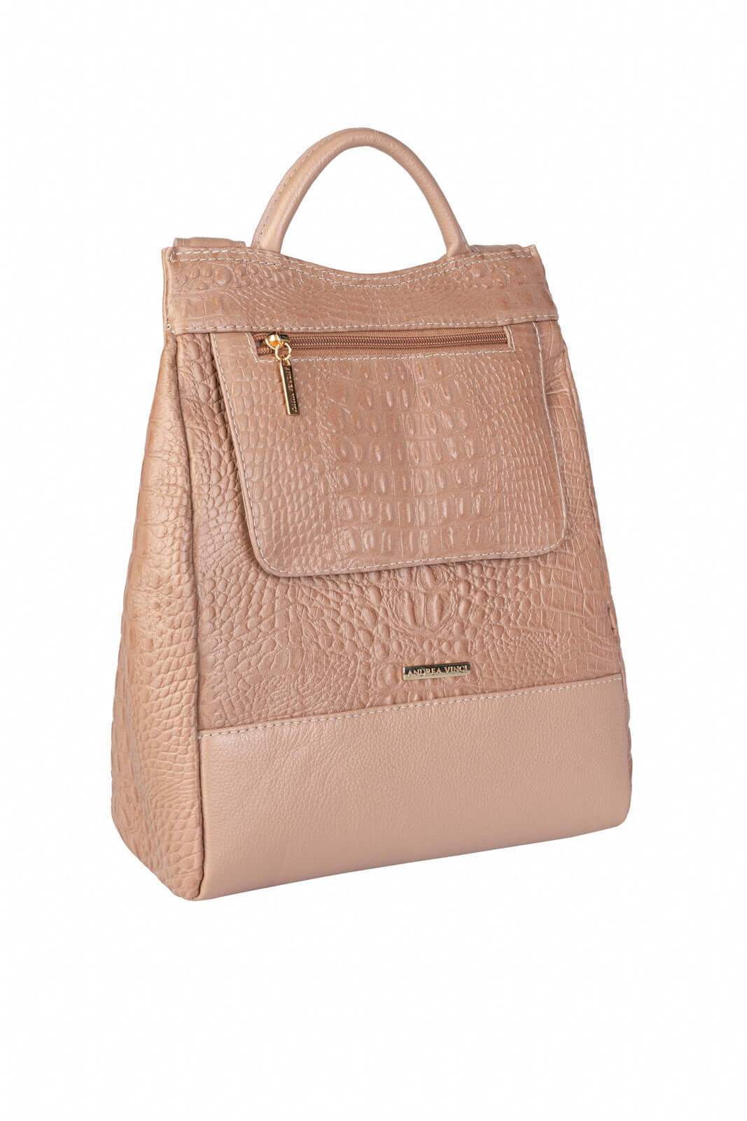 Mochila pequena antifurto couro croco Susan - Enluaze
