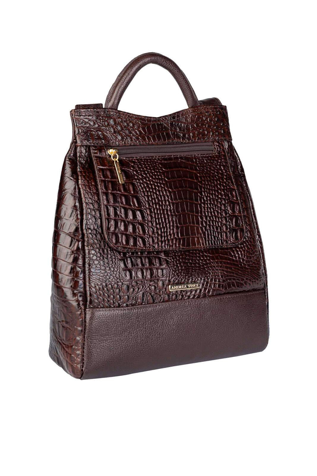 Mochila pequena antifurto couro croco Susan - Enluaze