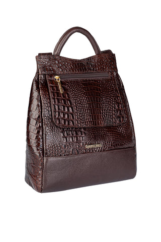 Mochila pequena antifurto couro croco Susan