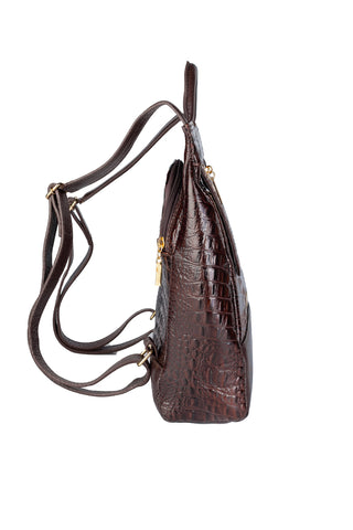 Mochila pequena antifurto couro croco Susan