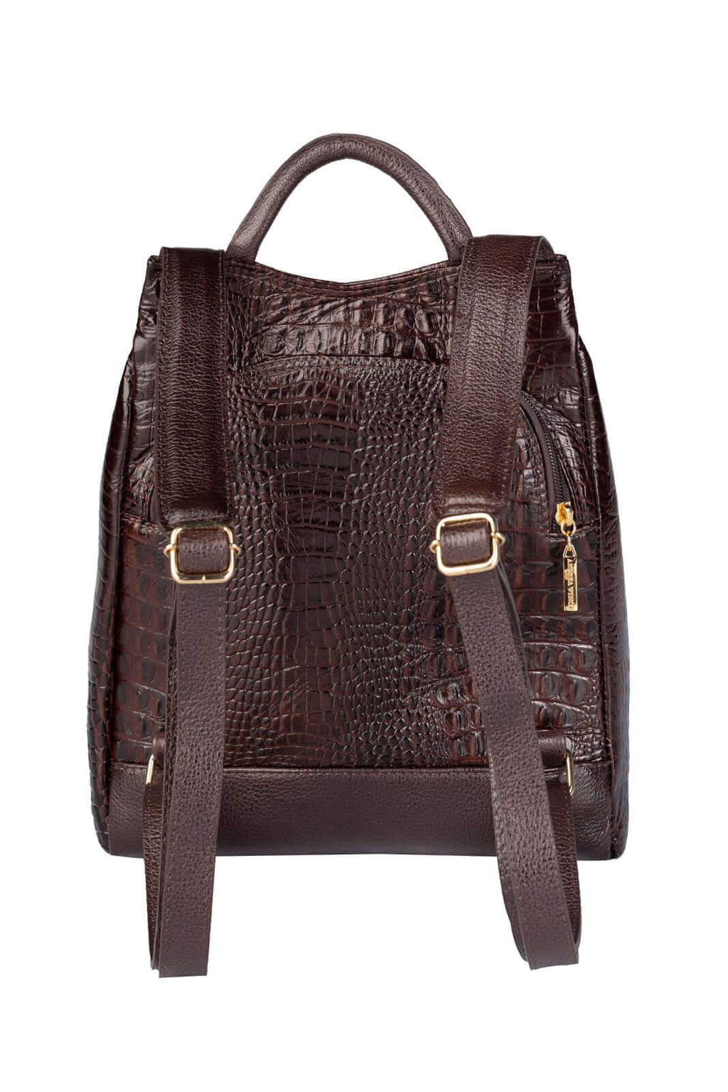 Mochila pequena antifurto couro croco Susan - Enluaze