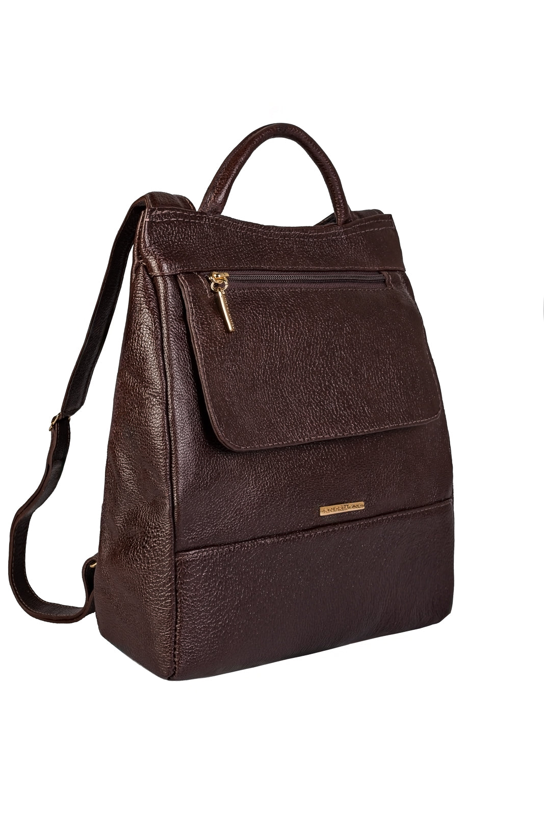 Mochila pequena antifurto couro liso Susan