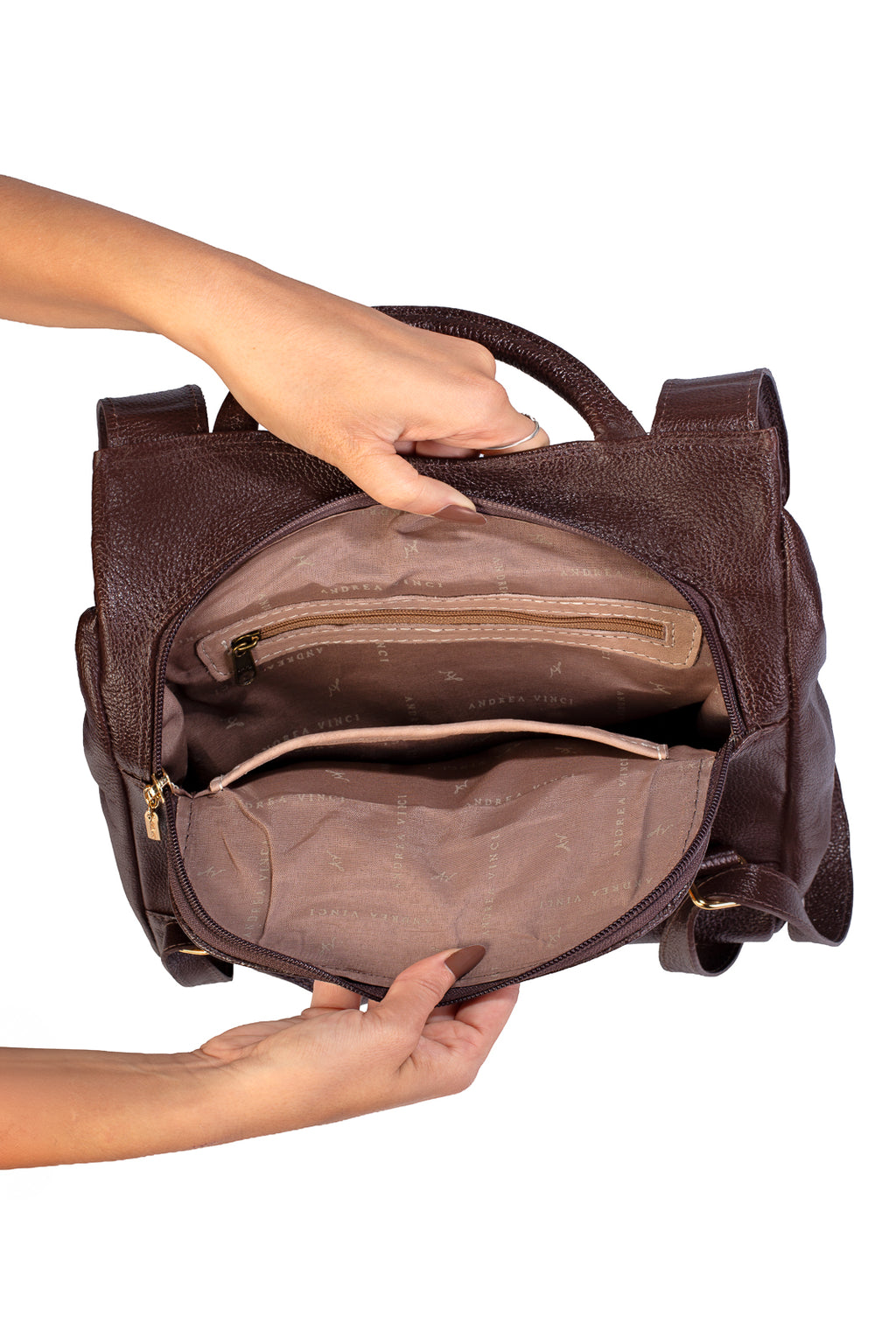 Mochila pequena antifurto couro liso Susan