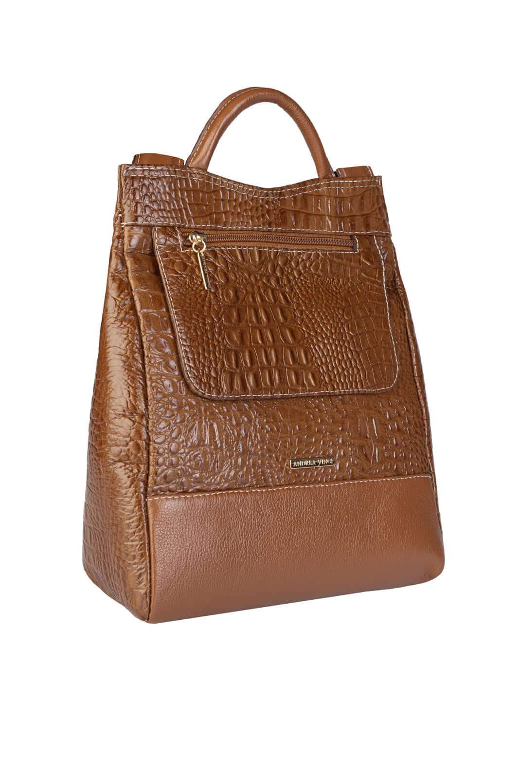 Mochila pequena antifurto couro croco Susan - Enluaze