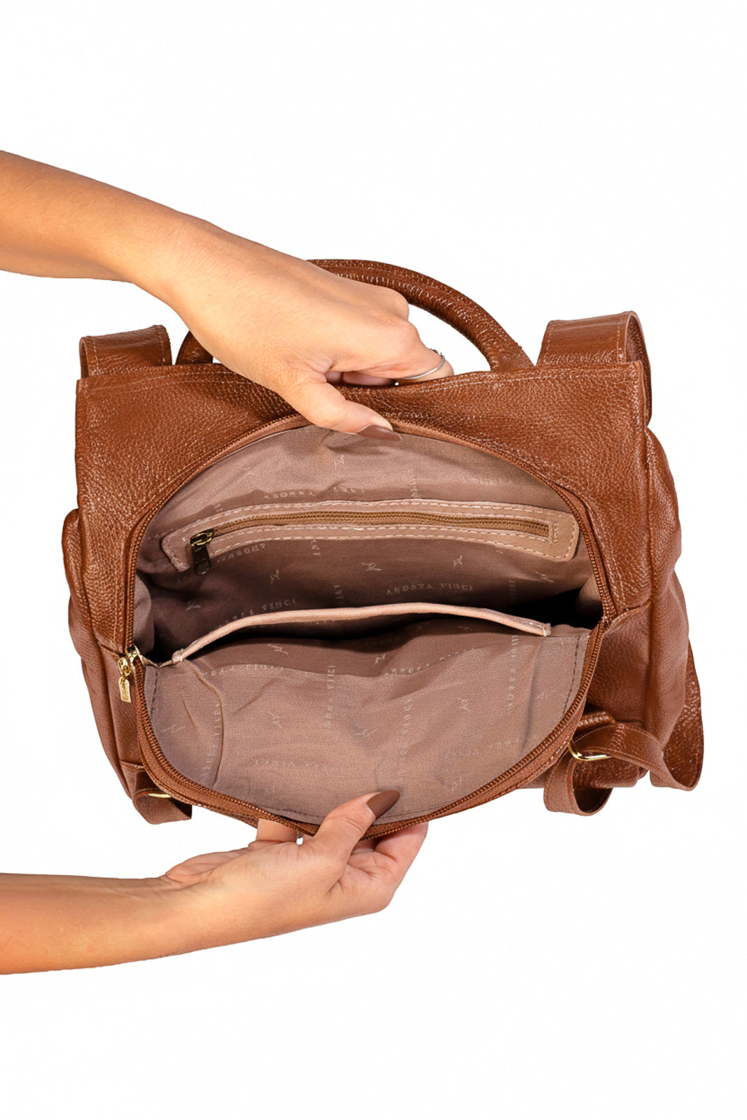 Mochila pequena antifurto couro liso Susan