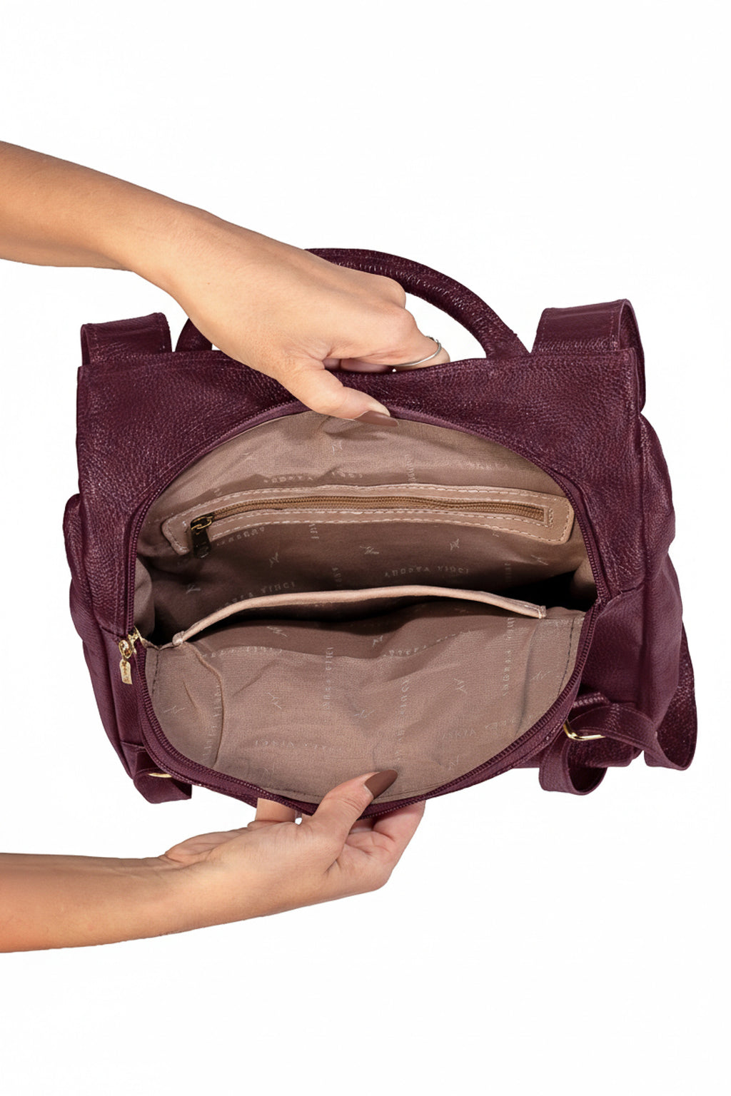 Mochila pequena antifurto couro liso Susan