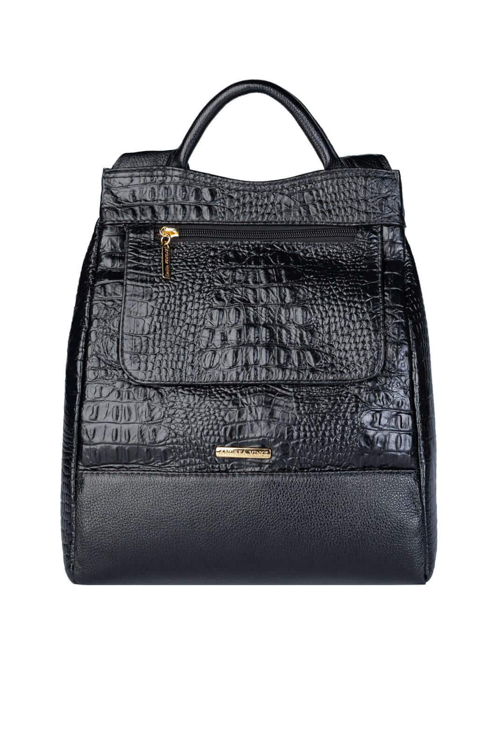 Mochila pequena antifurto couro croco Susan - Enluaze