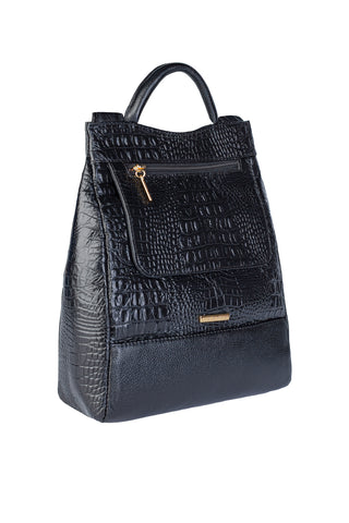 Mochila pequena antifurto couro croco Susan