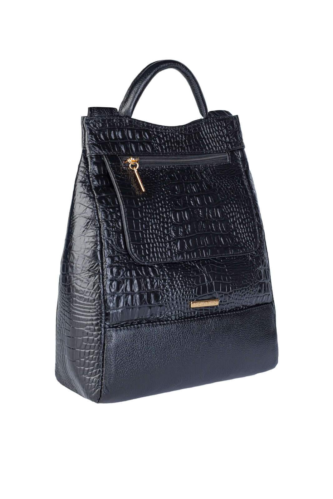 Mochila pequena antifurto couro croco Susan - Enluaze