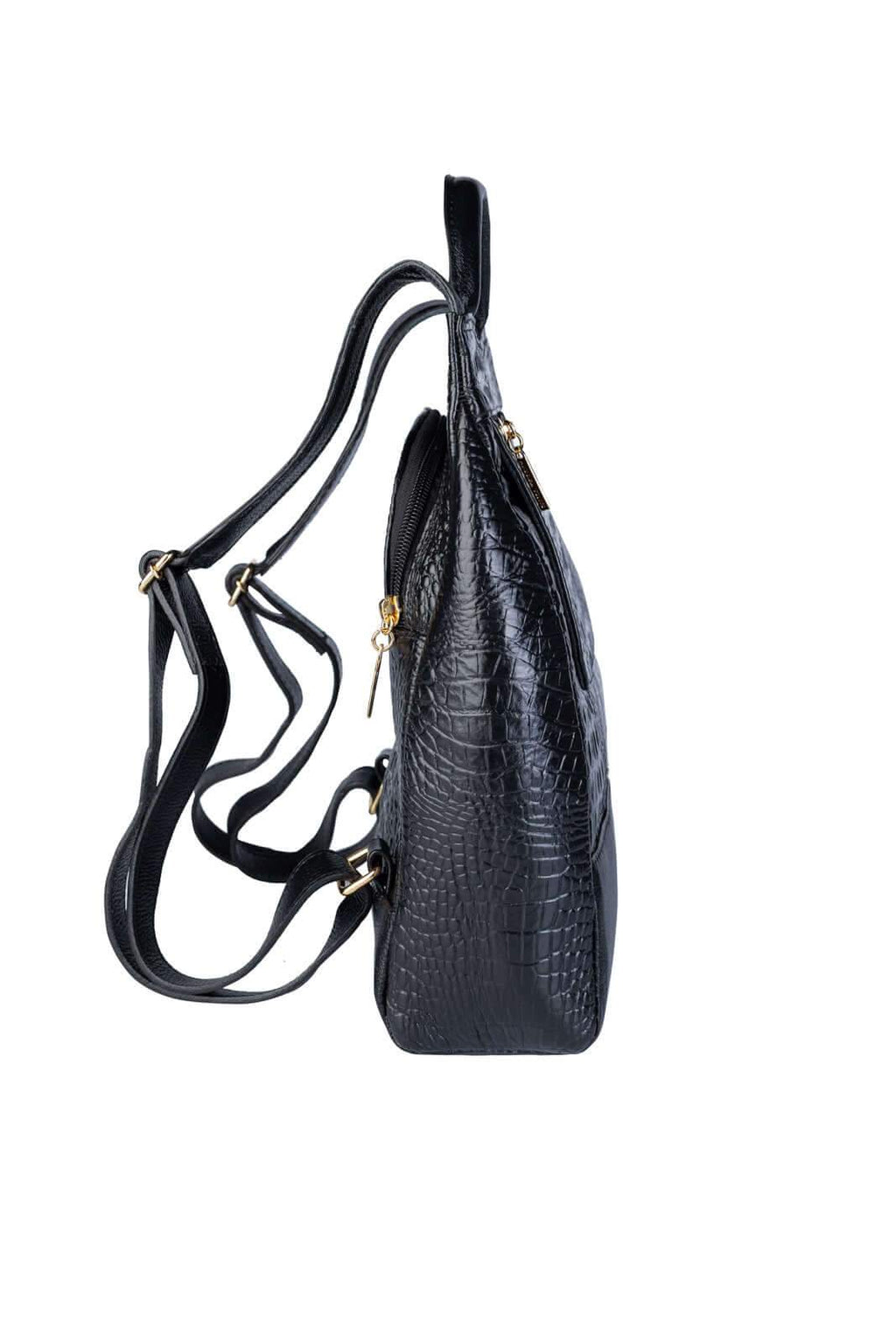 Mochila pequena antifurto couro croco Susan - Enluaze