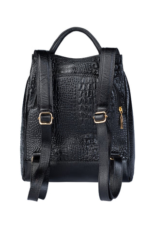 Mochila pequena antifurto couro croco Susan