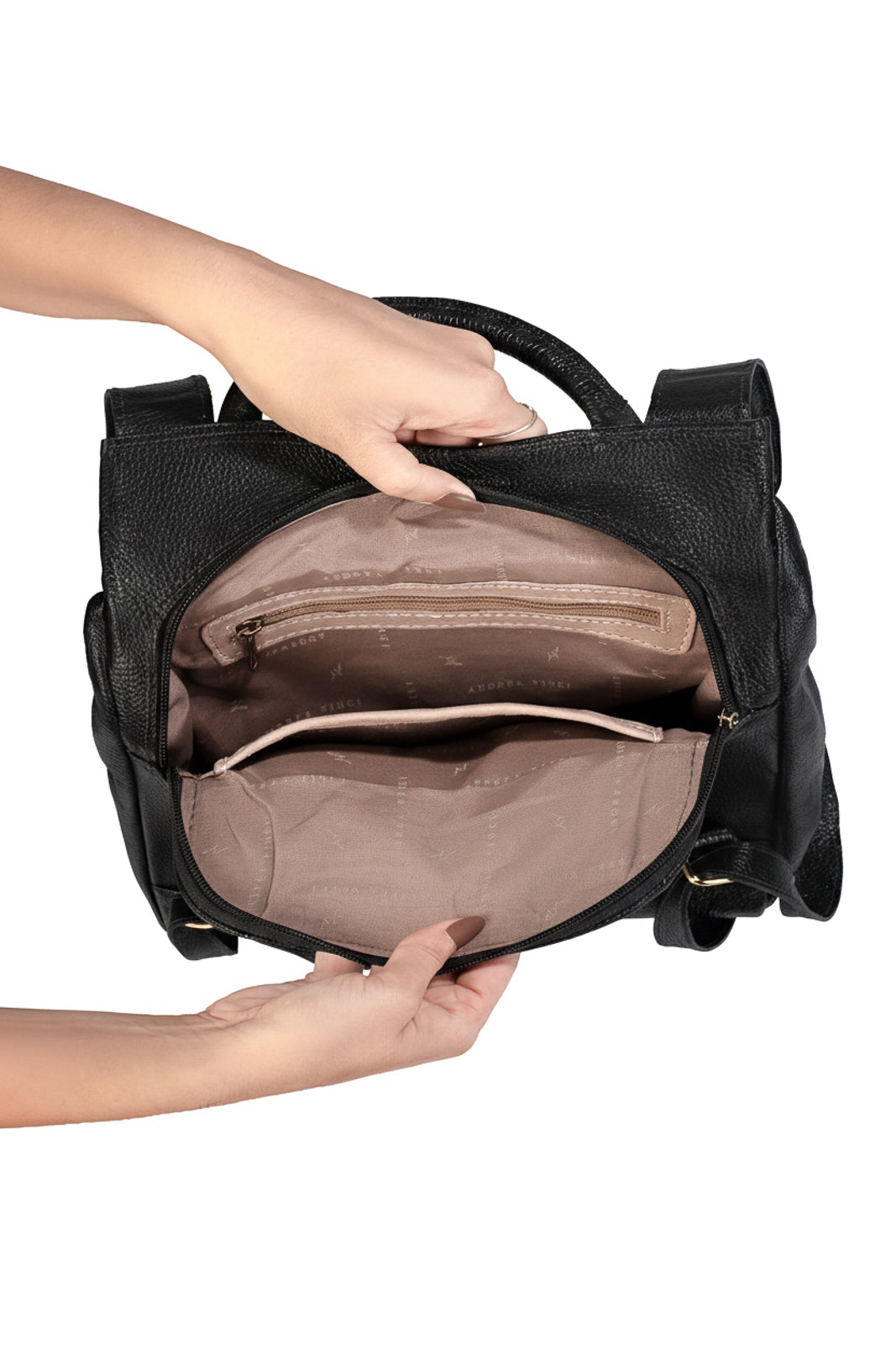 Mochila pequena antifurto couro liso Susan