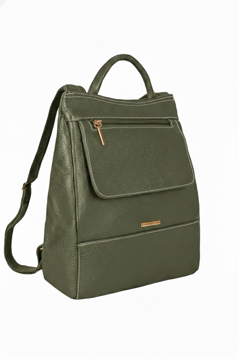 Mochila pequena antifurto couro liso Susan