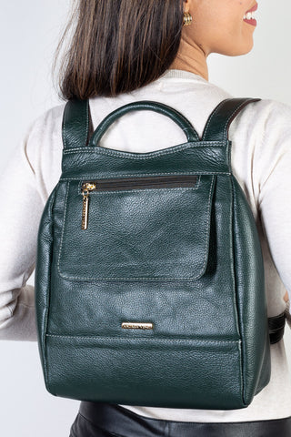 Mochila pequena antifurto couro liso Susan