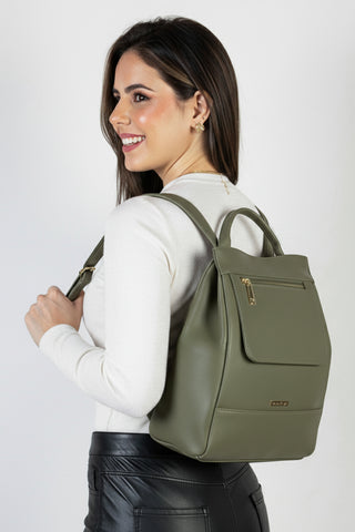 Mochila pequena antifurto couro liso Susan