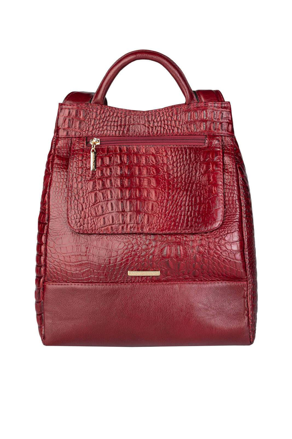 Mochila pequena antifurto couro croco Susan - Enluaze