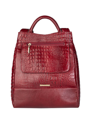 Mochila pequena antifurto couro croco Susan