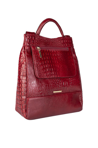 Mochila pequena antifurto couro croco Susan