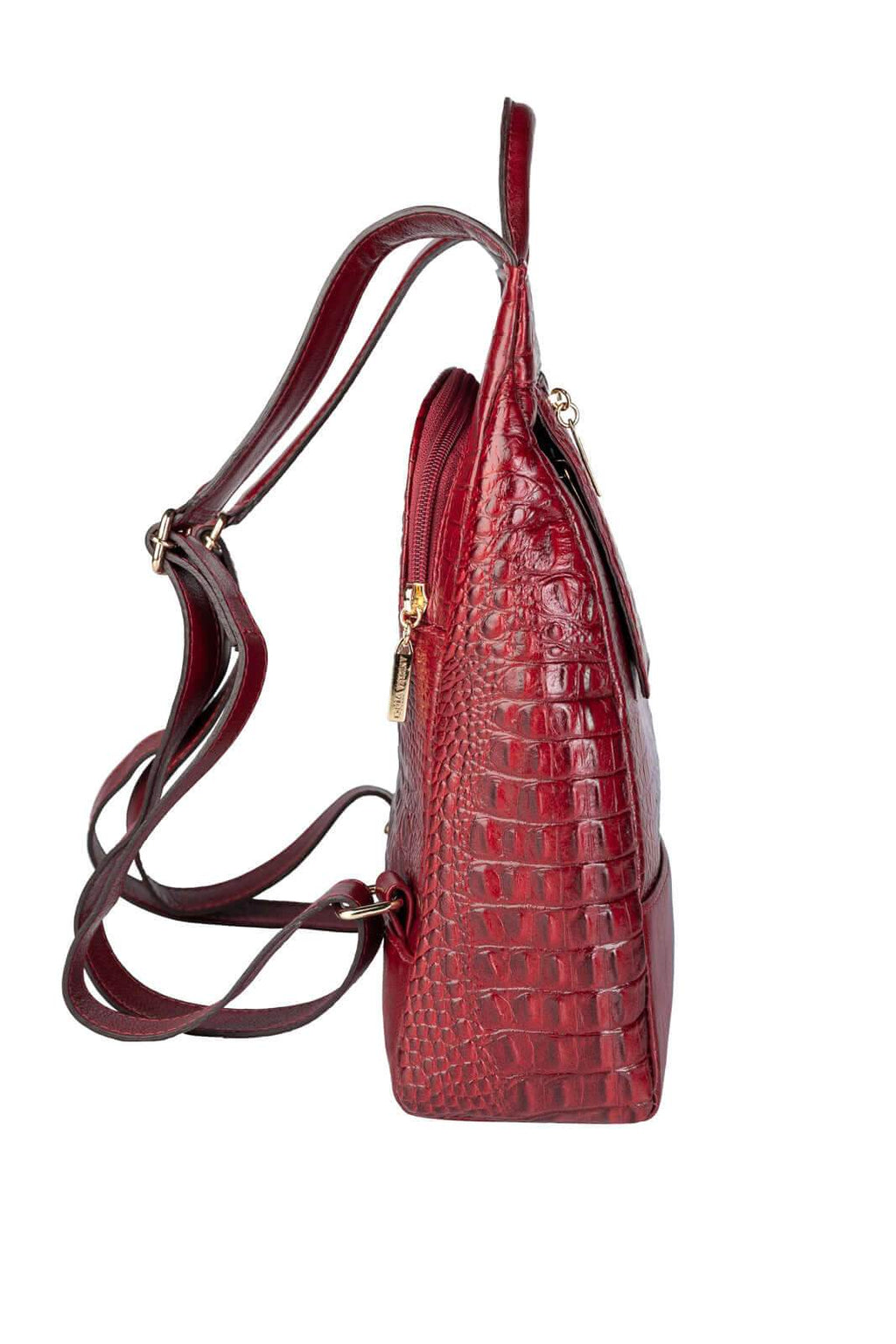 Mochila pequena antifurto couro croco Susan - Enluaze
