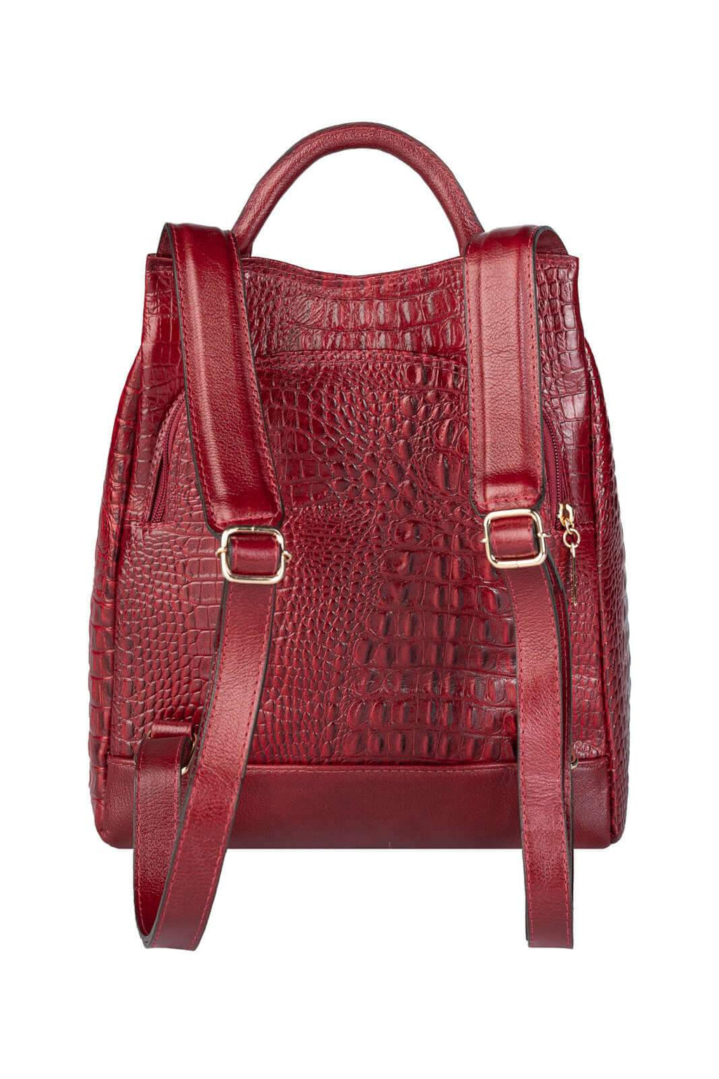 Mochila pequena antifurto couro croco Susan - Enluaze