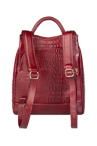 Mochila pequena antifurto couro croco Susan