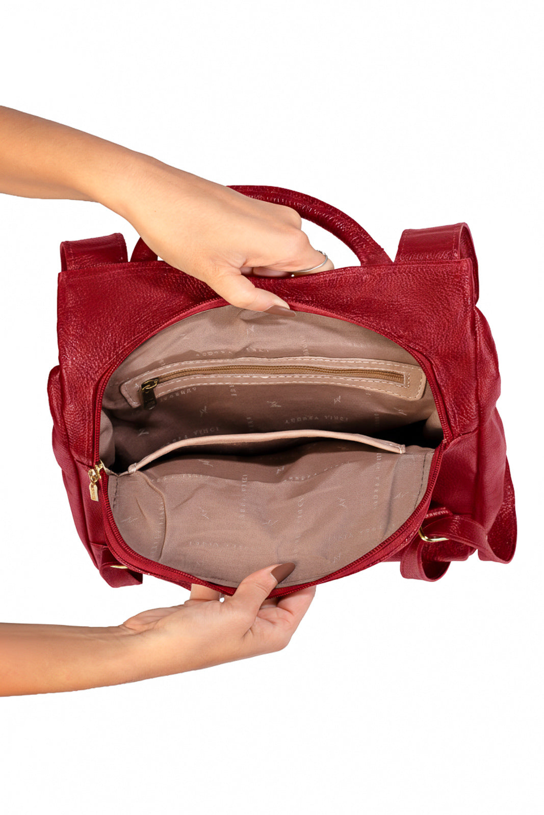 Mochila pequena antifurto couro liso Susan