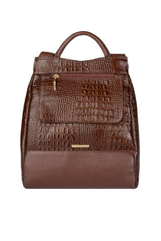 Mochila pequena antifurto couro croco Susan