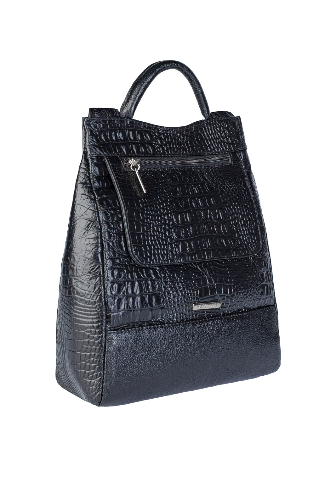 Mochila pequena antifurto couro croco metais grafite Susan