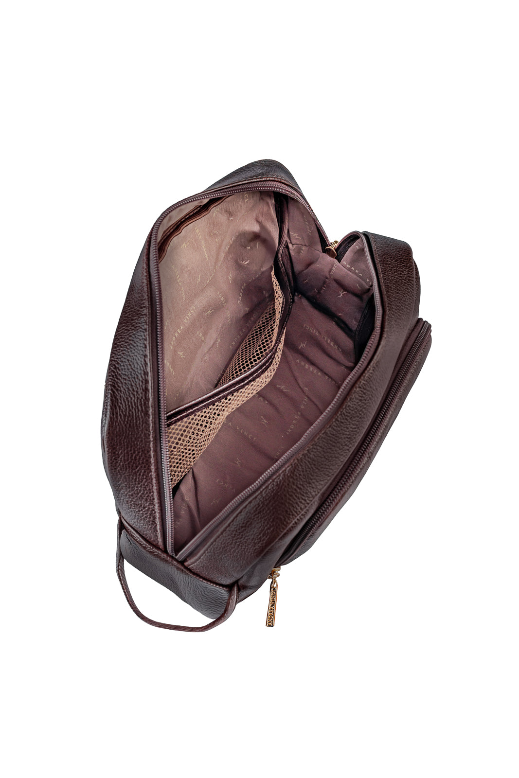 Necessaire de couro liso Manuela 18x28x10cm