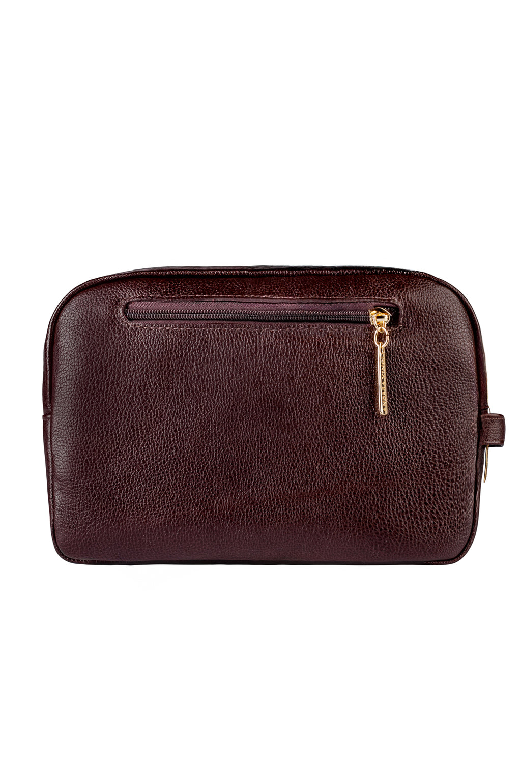 Necessaire de couro liso Manuela 18x28x10cm