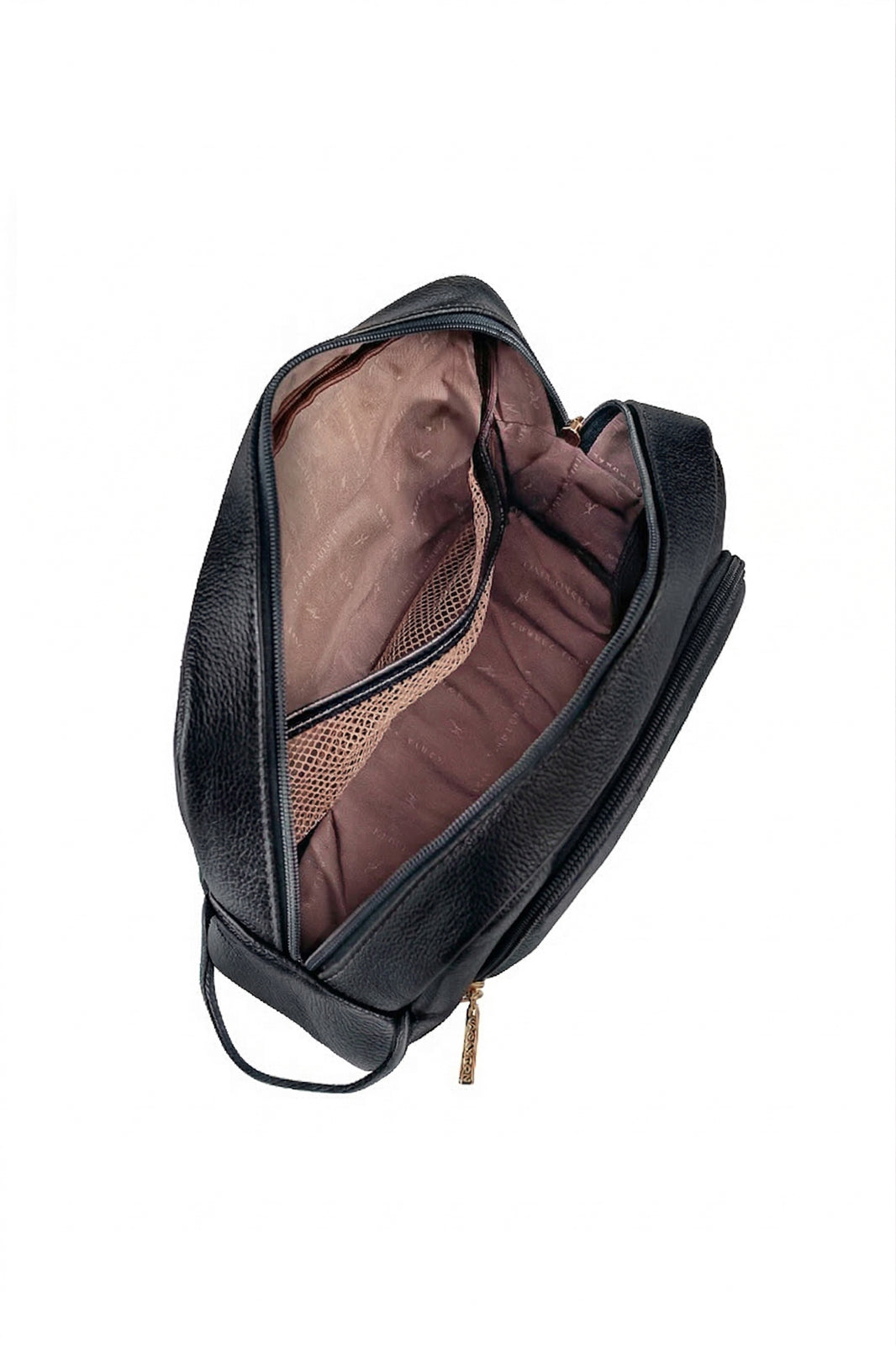 Necessaire de couro liso Manuela 18x28x10cm