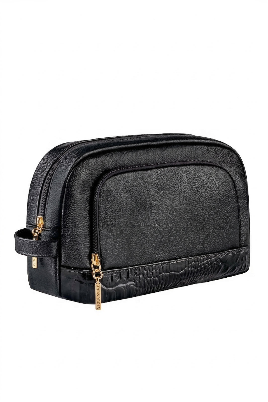 Necessaire de couro liso Manuela 18x28x10cm