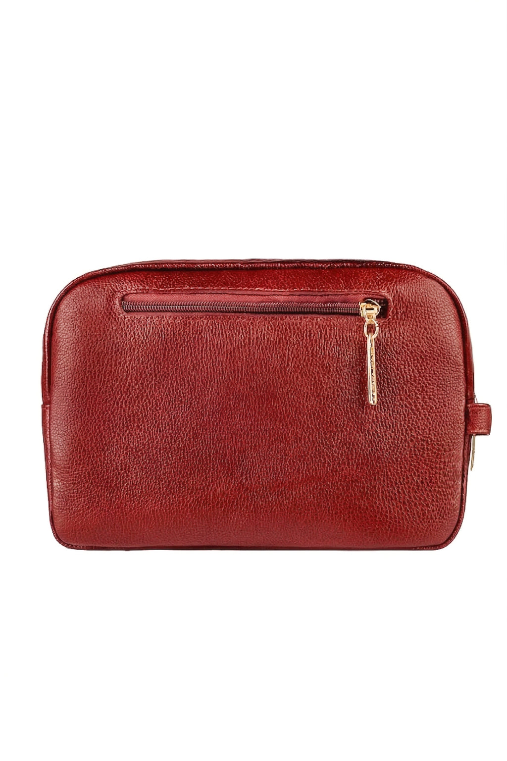 Necessaire de couro liso Manuela 18x28x10cm