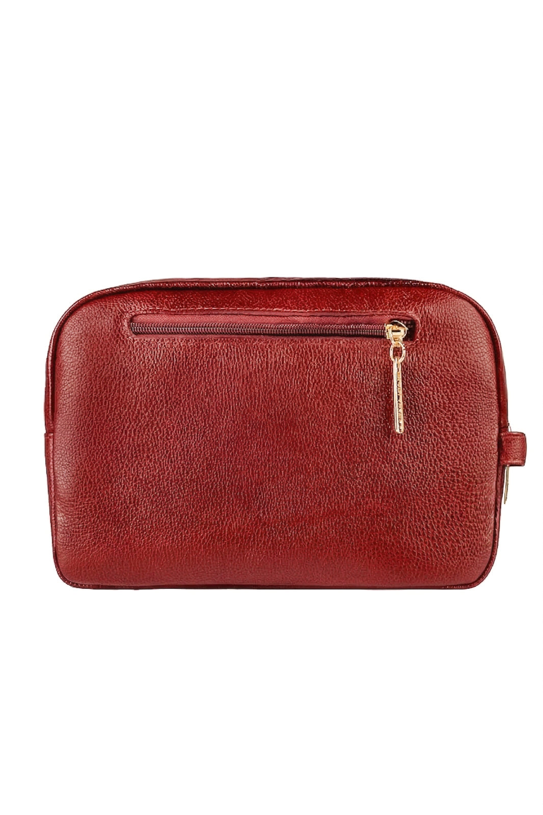 Necessaire de couro liso Manuela 18x28x10cm