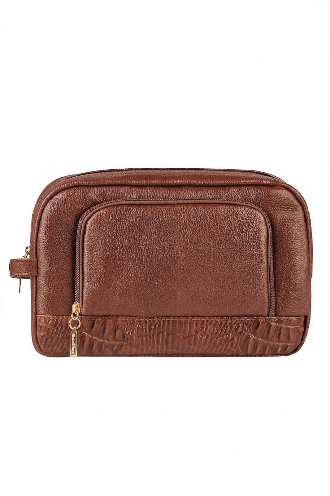 Necessaire de couro liso Manuela 18x28x10cm