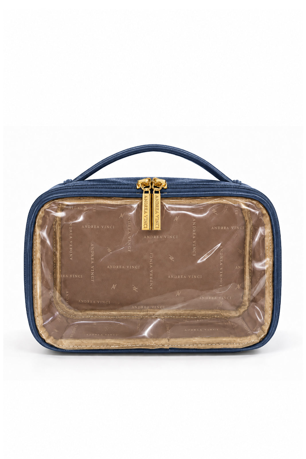 Necessaire transparente em couro e vinil para viagem e maternidade 15x23x9 Eloa