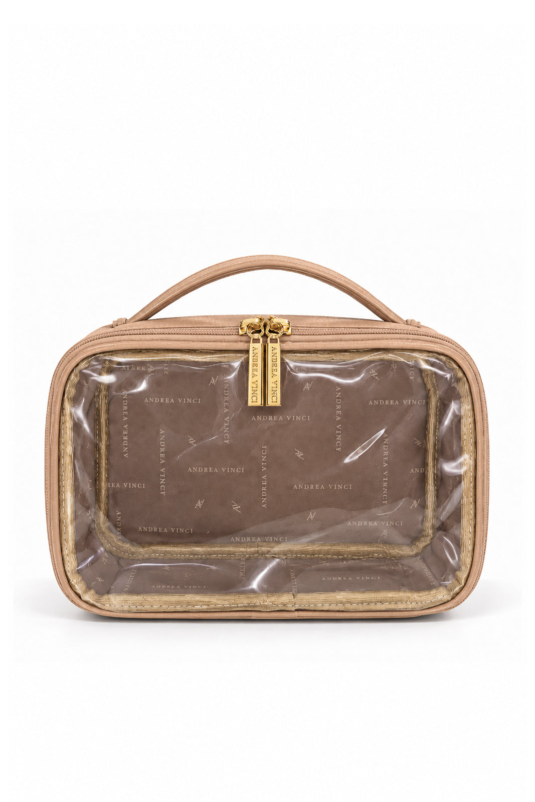 Necessaire transparente em couro e vinil para viagem e maternidade 15x23x9 Eloa