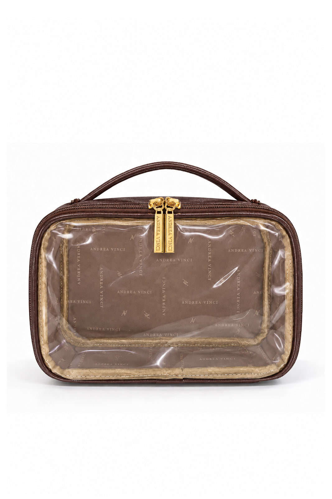 Necessaire transparente em couro e vinil para viagem e maternidade 15x23x9 Eloa