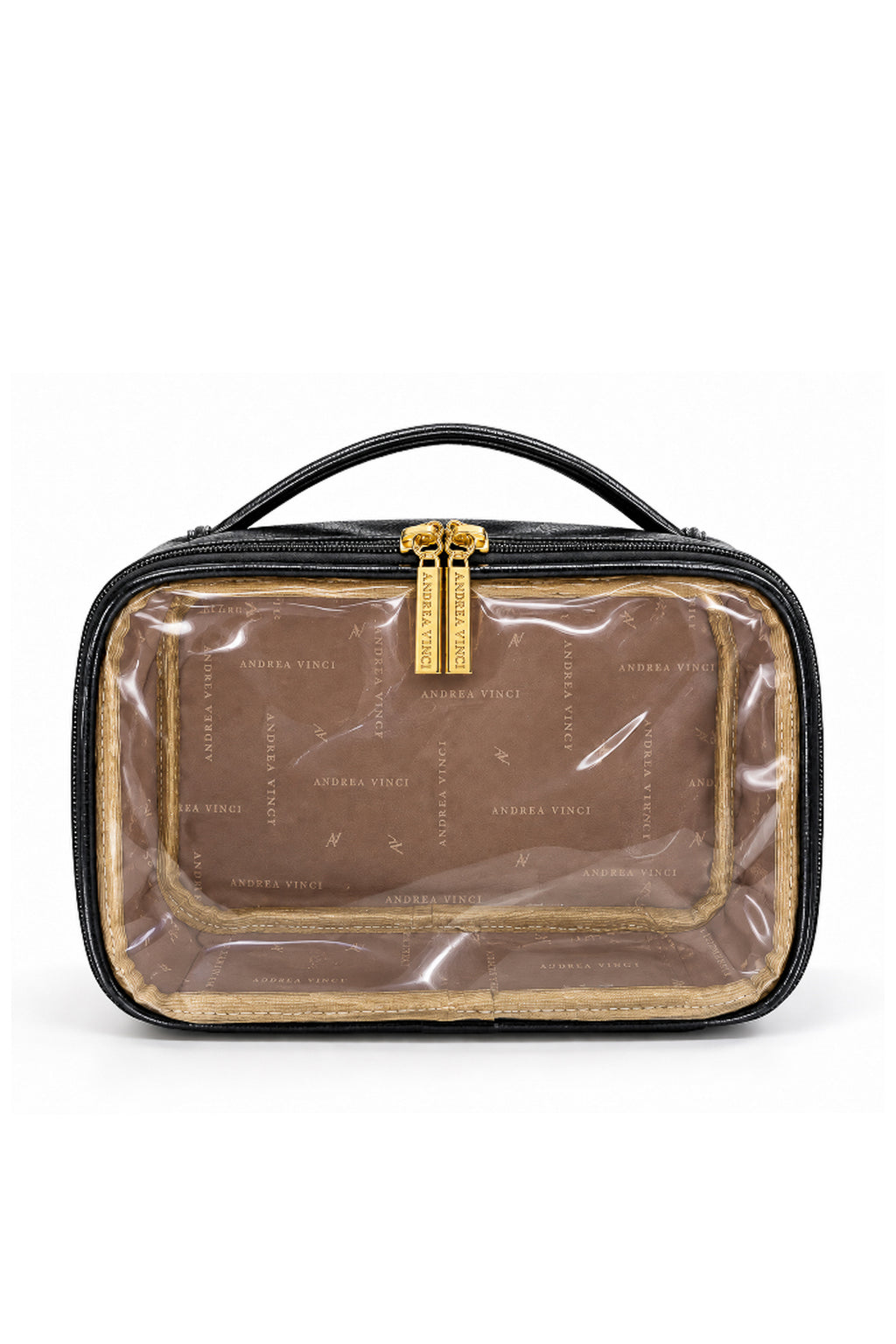 Necessaire transparente em couro e vinil para viagem e maternidade 15x23x9 Eloa