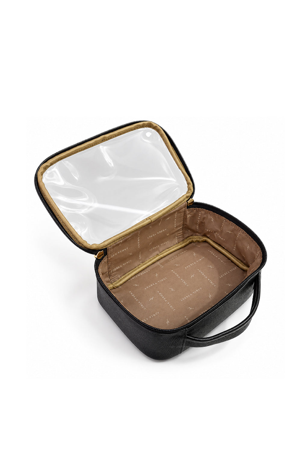 Necessaire transparente em couro e vinil para viagem e maternidade 15x23x9 Eloa
