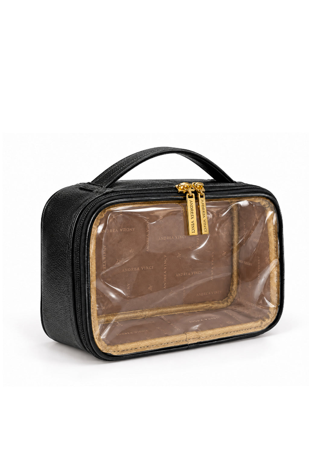 Necessaire transparente em couro e vinil para viagem e maternidade 15x23x9 Eloa