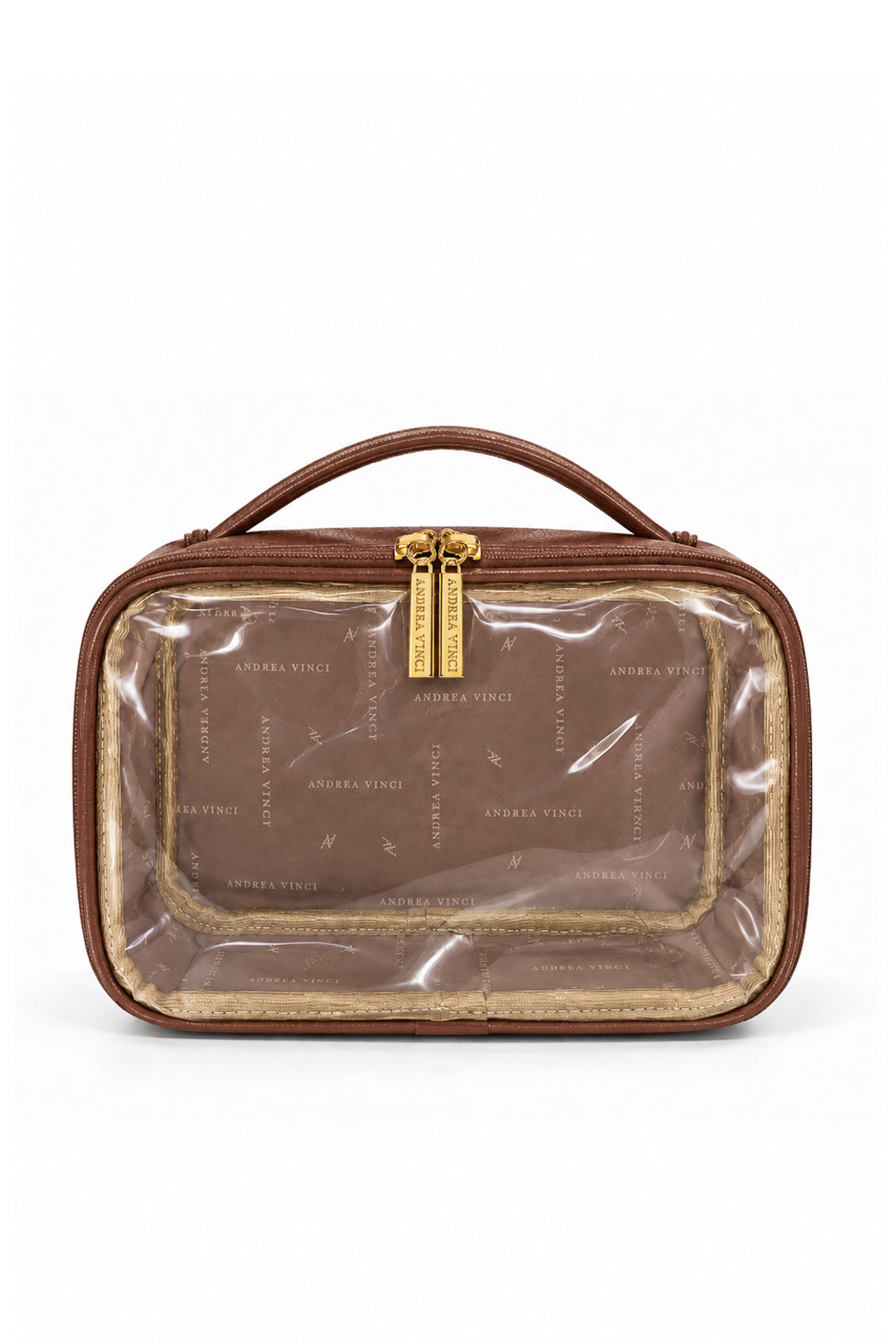 Necessaire transparente em couro e vinil para viagem e maternidade 15x23x9 Eloa