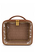 Necessaire transparente em couro e vinil para viagem 23x28x10 Elora