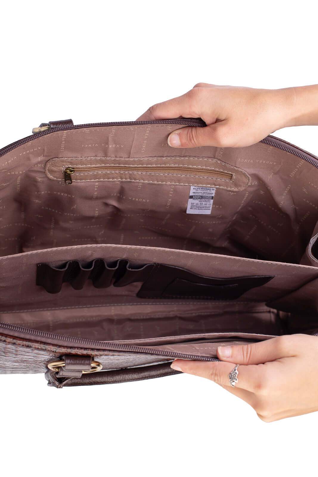 Pasta grande em couro croco Izabela - Enluaze