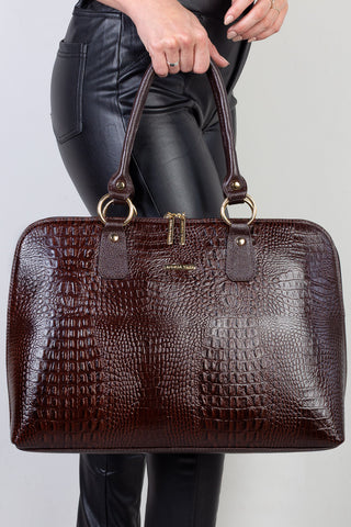 Pasta grande em couro croco Izabela