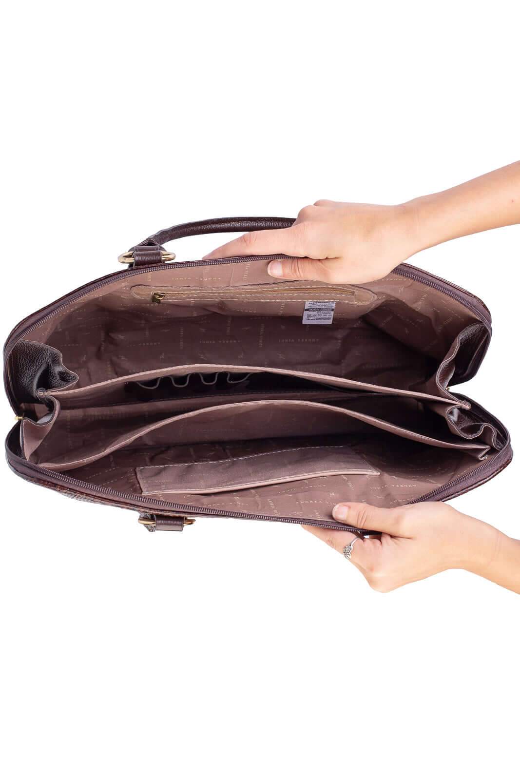 Pasta grande em couro liso Izabela - Enluaze