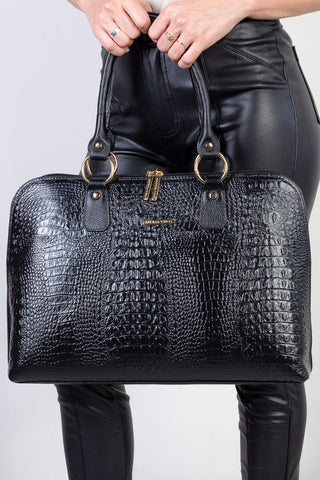 Pasta grande em couro croco Izabela