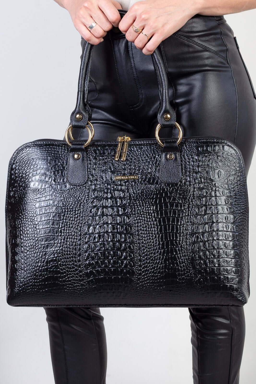 Pasta grande em couro croco Izabela - Enluaze