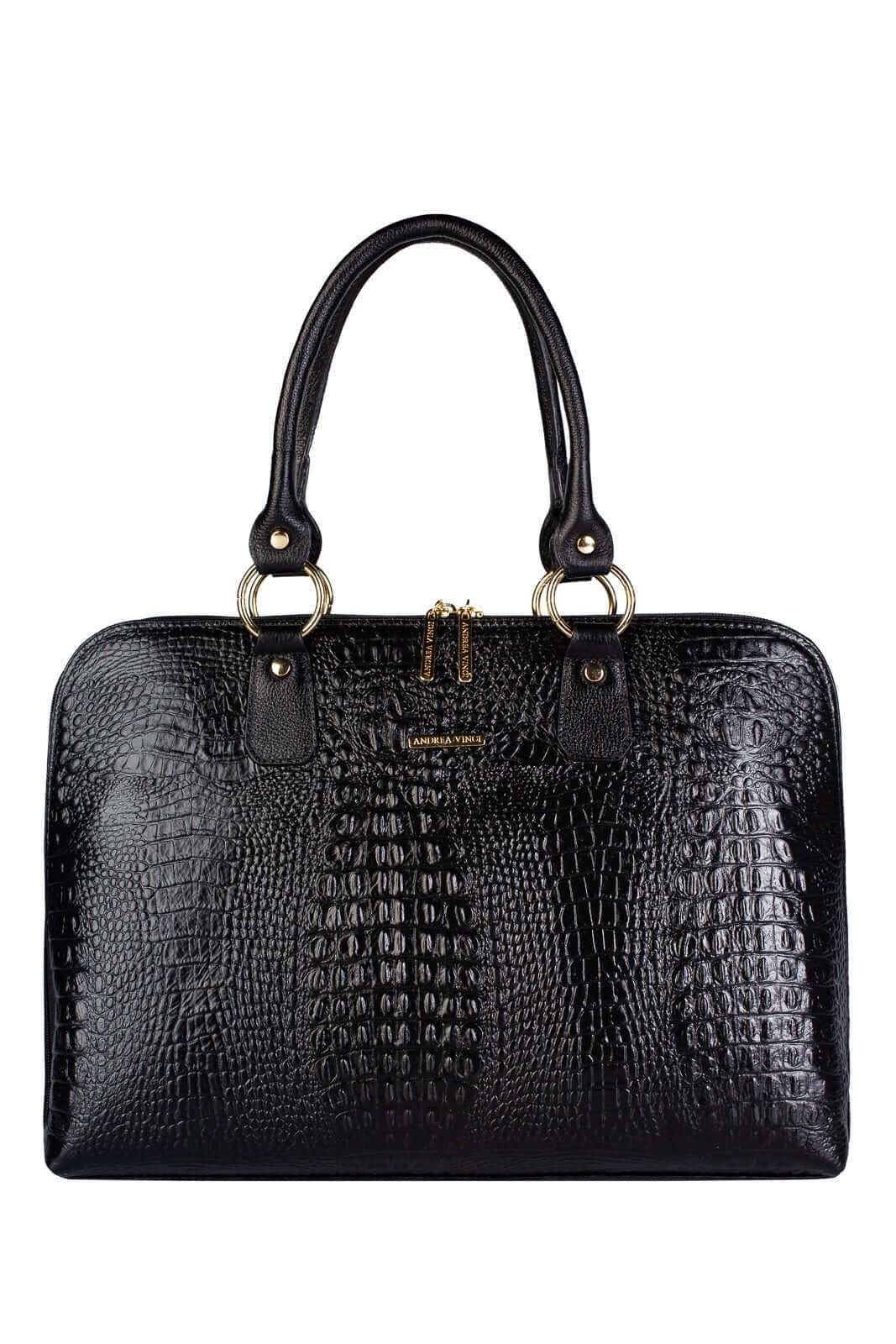 Pasta grande em couro croco Izabela - Enluaze